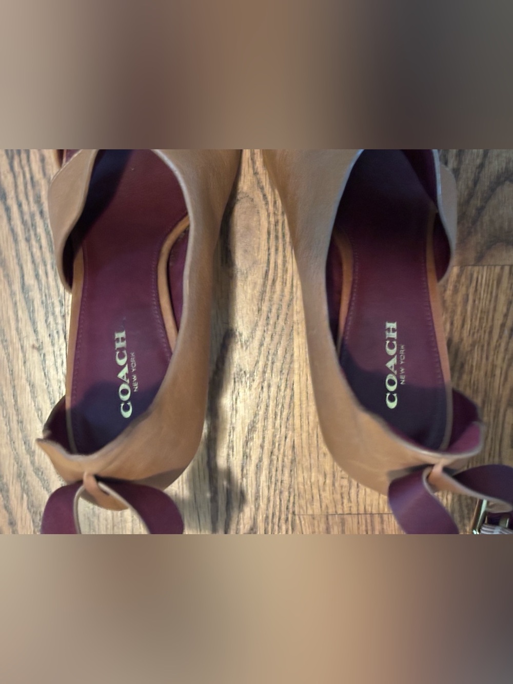 Coach Manhattan Tan Leather Ankle Strap Heels Stilettos Size US 7.5 B - Picture 5 of 11